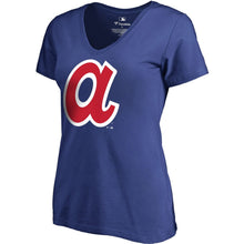 Load image into Gallery viewer, Atlanta Braves Women&#39;s Plus Size Cooperstown Collection Huntington V-Neck T-Shirt - Royal MLB Ladies V-Neck
