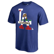 Load image into Gallery viewer, Los Angeles Dodgers Cali Flag Hometown Collection T-Shirt - Royal MLB Guys Tee
