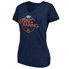 Load image into Gallery viewer, Detroit Tigers Women&#39;s 2020 Spring Training Round Trip Tri-Blend V-Neck T-Shirt - Navy MLB Ladies V-Neck
