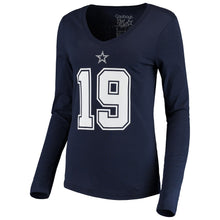 Load image into Gallery viewer, Amari Cooper Dallas Cowboys Women&#39;s Player Name &amp; Number V-Neck Long Sleeve T-Shirt - Navy NFL Ladies V-Neck Long Sleeve
