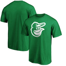 Load image into Gallery viewer, Baltimore Orioles St. Patrick&#39;s Day White Logo T-Shirt – Green MLB Guys Tee
