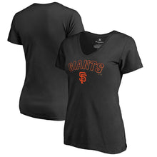 Load image into Gallery viewer, San Francisco Giants Women&#39;s Team Lockup V-Neck T-Shirt - Black MLB Ladies V-Neck
