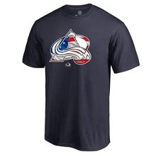 Load image into Gallery viewer, Colorado Avalanche Banner Wave T-Shirt - Navy NHL Guys Tee
