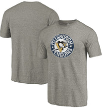 Load image into Gallery viewer, Pittsburgh Penguins Throwback Logo 1968-1969 Tri-Blend T-Shirt - Ash NHL Guys Tee
