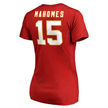 Load image into Gallery viewer, Patrick Mahomes Kansas City Chiefs Nfl Pro Line By Women&#39;s  Stack Name &amp; Number T-Shirt - Red NFL LADIES V-Neck
