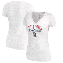 Load image into Gallery viewer, St. Louis Cardinals Let Loose By Rnl Women&#39;s Endless Deep V-Neck T-Shirt - White MLB Ladies V-Neck
