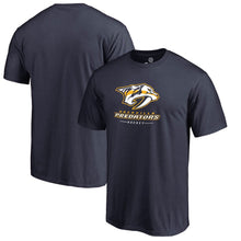 Load image into Gallery viewer, Nashville Predators Team Lockup T-Shirt - Navy NHL Guys Tee
