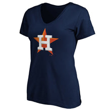 Load image into Gallery viewer, Houston Astros Women&#39;s Core Official Logo V-Neck T-Shirt - Navy MLB Ladies V-Neck
