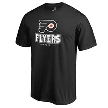 Load image into Gallery viewer, Philadelphia Flyers Team Lockup T-Shirt - Black NHL Guys Tee
