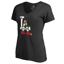 Load image into Gallery viewer, Los Angeles Dodgers Women&#39;s Hometown T-Shirt - Black MLB Ladies V-Neck
