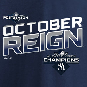 New York Yankees Women's 2019 Al East Division Champions Locker Room V-Neck T-Shirt - Navy MLB Ladies V-Neck