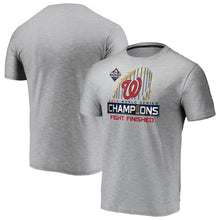 Load image into Gallery viewer, Washington Nationals 2019 World Series Champions Locker Room Space Dye T-Shirt - Gray MLB Guys Tee
