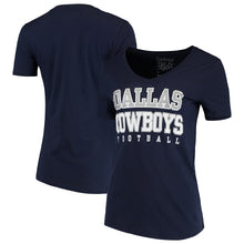 Load image into Gallery viewer, Dallas Cowboys Women's Team Practice Glitter V-Neck T-Shirt - Navy NFL LADIES V-Neck
