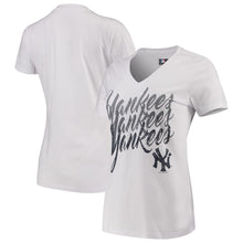 Load image into Gallery viewer, New York Yankees G-Iii 4Her By Carl Banks Women&#39;s Game On V-Neck T-Shirt - White MLB Ladies V-Neck
