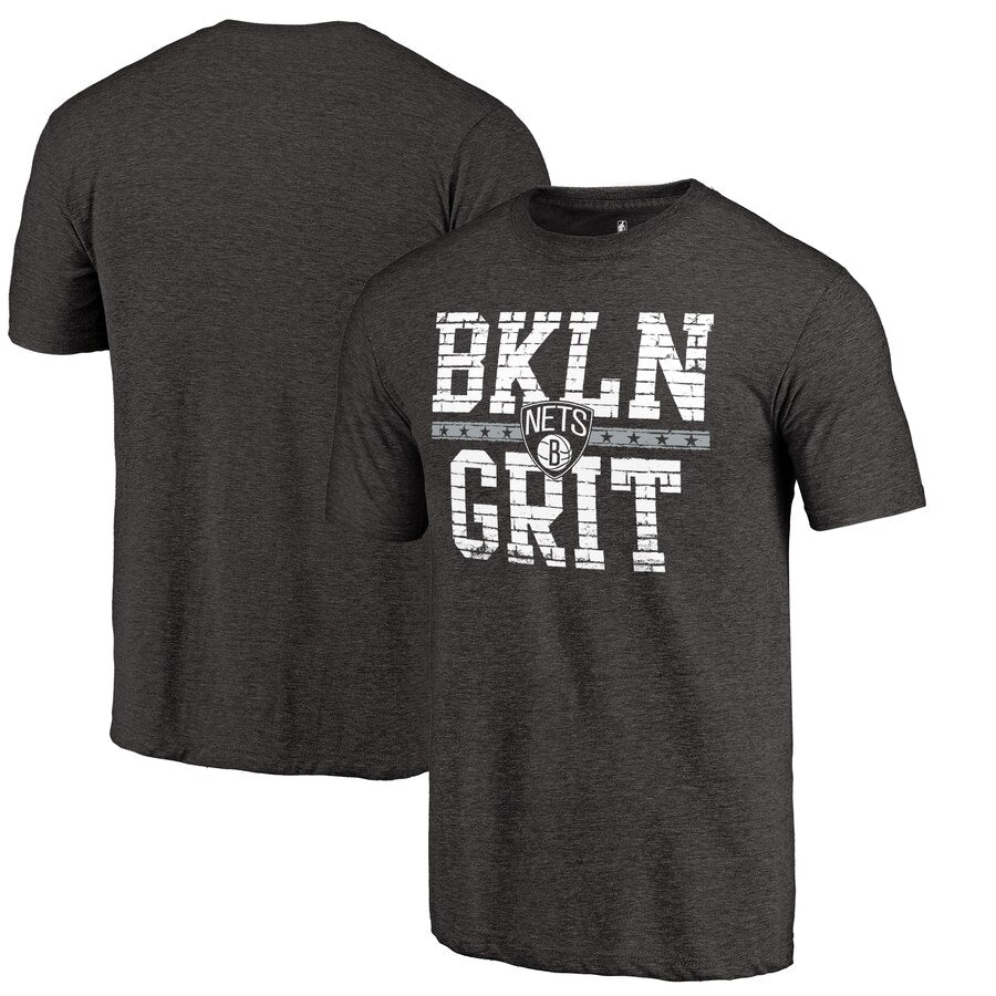 Brooklyn Nets Brick Work Hometown Collection Tri-Blend T-Shirt - Black NBA Guys Tee