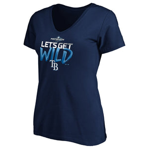 Tampa Bay Rays Women's 2019 Postseason Locker Room V-Neck T-Shirt - Navy MLB Ladies V-Neck