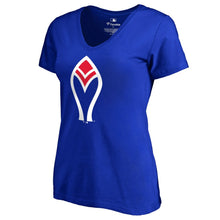 Load image into Gallery viewer, Atlanta Braves Women&#39;s Cooperstown Collection Forbes V-Neck T-Shirt - Royal MLB Ladies V-Neck
