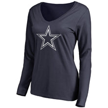 Load image into Gallery viewer, Dallas Cowboys Nfl Pro Line Women's Primary Logo Long Sleeve T-Shirt - Navy NFL Ladies V-Neck Long Sleeve
