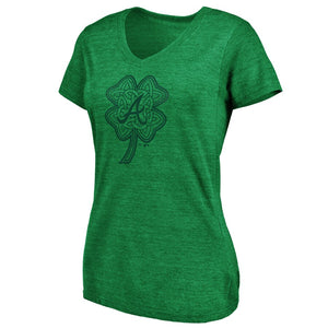 Atlanta Braves Women's St. Patrick's Day Paddy's Pride Tri-Blend V-Neck T-Shirt - Kelly Green MLB Ladies V-Neck