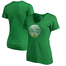 Load image into Gallery viewer, Oakland Athletics Women&#39;s Cooperstown Collection Slider Plus Size V-Neck T-Shirt - Kelly Green MLB Ladies V-Neck
