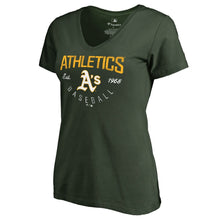 Load image into Gallery viewer, Oakland Athletics Women&#39;s Live For It T-Shirt - Green MLB Ladies V-Neck
