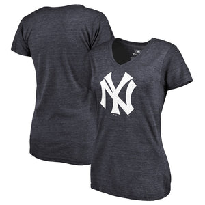 New York Yankees Women's Cooperstown Collection Huntington Tri-Blend V-Neck T-Shirt - Navy MLB Ladies V-Neck