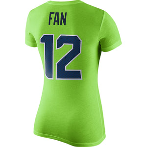 12S Seattle Seahawks Nike Women's Player Pride Color Rush Name & Number T-Shirt - Green NFL LADIES V-Neck