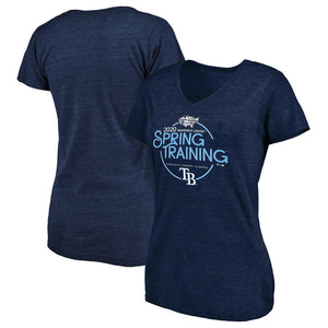 Tampa Bay Rays Women's 2020 Spring Training Round Trip Tri-Blend V-Neck T-Shirt - Navy MLB Ladies V-Neck