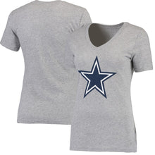 Load image into Gallery viewer, Dallas Cowboys Nfl Pro Line By Women's Primary Logo Team V-Neck T-Shirt - Heathered Gray NFL LADIES V-Neck
