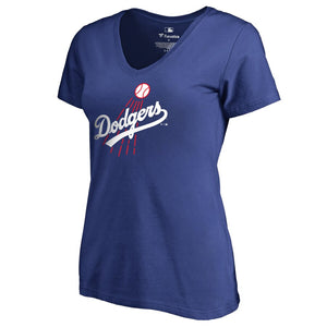 Los Angeles Dodgers Women's Cooperstown Collection Huntington V-Neck T-Shirt - Royal MLB Ladies V-Neck