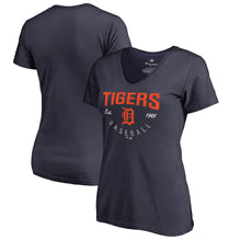 Load image into Gallery viewer, Detroit Tigers Women&#39;s Plus Size Live For It V-Neck T-Shirt - Navy MLB Ladies V-Neck
