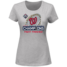 Load image into Gallery viewer, Washington Nationals Women&#39;s 2019 World Series Champions Locker Room Scoop Neck T-Shirt - Heather Gray MLB Ladies V-Neck
