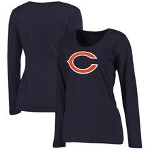 Load image into Gallery viewer, Chicago Bears Nfl Pro Line Women's Plus Size Primary Logo Long Sleeve T-Shirt - Navy NFL Ladies V-Neck Long Sleeve
