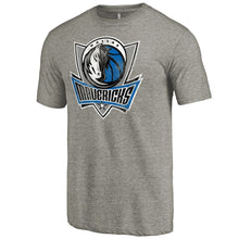 Load image into Gallery viewer, Dallas Mavericks Distressed Team Logo Tri-Blend T-Shirt - Heather Gray NBA Guys Tee
