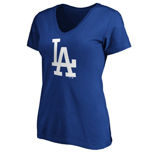 Los Angeles Dodgers Women's Core Official Logo V-Neck T-Shirt - Royal MLB Ladies V-Neck