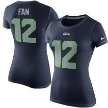 Load image into Gallery viewer, 12S Seattle Seahawks Nike Women&#39;s Player Pride Name &amp; Number T-Shirt - College Navy NFL LADIES V-Neck
