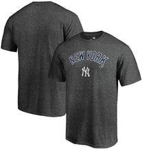 Load image into Gallery viewer, New York Yankees Team Lockup T-Shirt - Heathered Charcoal MLB Guys Tee
