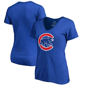 Chicago Cubs Women's Plus Size Primary Logo T-Shirt - Royal MLB Ladies V-Neck