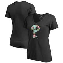 Load image into Gallery viewer, Philadelphia Phillies Women&#39;s Lovely V-Neck T-Shirt - Black MLB Ladies V-Neck
