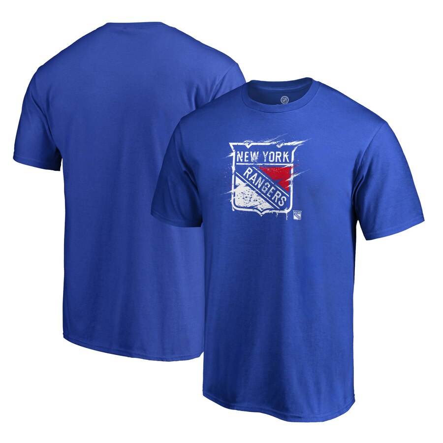 New York Rangers Splatter Logo Big And Tall T-Shirt - Blue NHL Guys Tee
