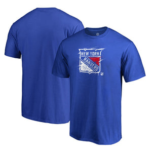 New York Rangers Splatter Logo Big And Tall T-Shirt - Blue NHL Guys Tee