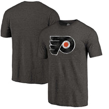 Load image into Gallery viewer, Philadelphia Flyers Distressed Primary Logo Tri-Blend T-Shirt - Black NHL Guys Tee

