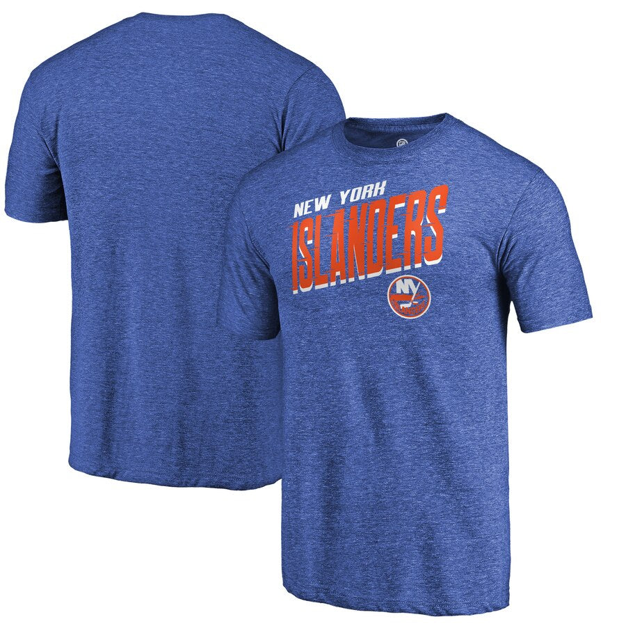 New York Islanders Slant Strike Tri-Blend T-Shirt - Royal NHL Guys Tee