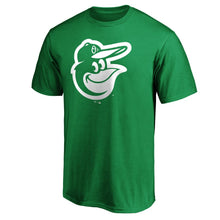 Load image into Gallery viewer, Baltimore Orioles St. Patrick&#39;s Day White Logo T-Shirt – Green MLB Guys Tee
