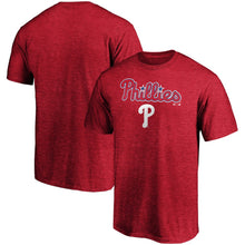 Load image into Gallery viewer, Philadelphia Phillies Majestic Basic T-Shirt - Heathered Red MLB Guys Tee
