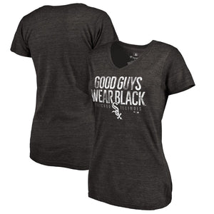 Chicago White Sox Women's Good Guys Hometown Tri-Blend T-Shirt - Black MLB Ladies V-Neck