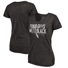 Load image into Gallery viewer, Chicago White Sox Women&#39;s Good Guys Hometown Tri-Blend T-Shirt - Black MLB Ladies V-Neck
