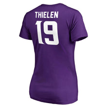 Load image into Gallery viewer, Adam Thielen Minnesota Vikings Nfl Pro Line By Women&#39;s Stack Name &amp; Number V-Neck T-Shirt - Purple NFL LADIES V-Neck
