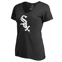 Load image into Gallery viewer, Chicago White Sox Women&#39;s Team Wordmark T-Shirt - Black MLB Ladies V-Neck
