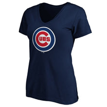 Load image into Gallery viewer, Chicago Cubs Women&#39;s Core Official Logo V-Neck T-Shirt - Navy MLB Ladies V-Neck
